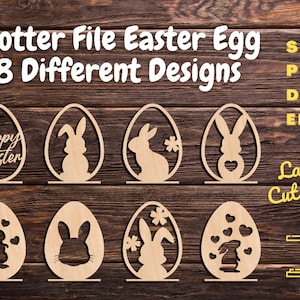 Bunny Easter Eggs Shelf Sitter SVG Easter Eggs With Stand Svg Easter Laser Cut file Set Of 8 Easter Egg Decors DXF SVG Cricut Cut File image 6