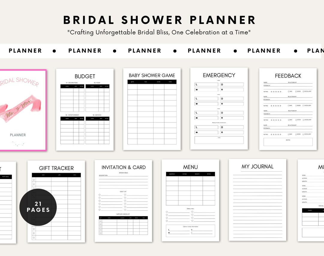 Wedding Planner Bridal Shower Printable Editable Planner Wedding ...