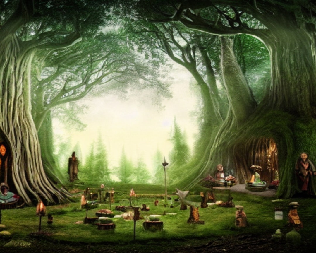 Enchanted Magical Black Forest Wall Art Original, Instant Digital