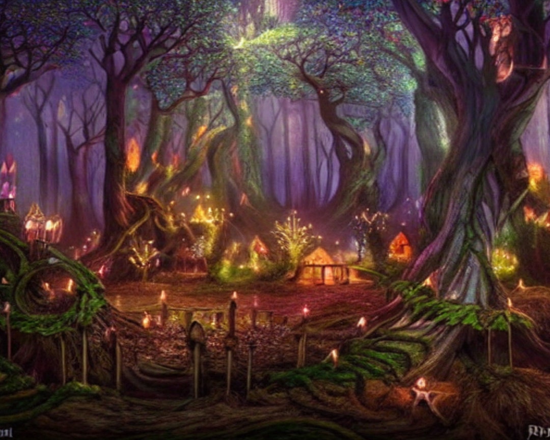 Enchanted Magical Black Forest Wall Art Original Instant Etsy