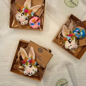 Brooches, Pins & Clips, Handmade 100% Wool Felt Rabbit Brooch, Bridesmaid, Christmas, Birthday Gift,Easter zdjęcie 8