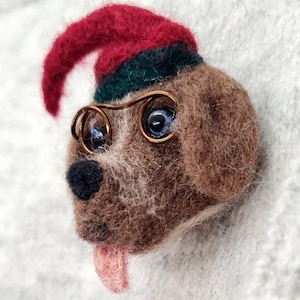 Brooches, Pins and Clips, Handmade 100% Wool Felt Dog Brooch, Bridesmaid, Christmas, Birthday Gift