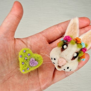 Brooches, Pins & Clips, Handmade 100% Wool Felt Rabbit Brooch, Bridesmaid, Christmas, Birthday Gift,Easter zdjęcie 6