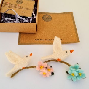 Brooches, Pins and Clips, Handmade 100% Wool Felt Bird Brooch, Bridesmaid, Christmas, Birthday Gift