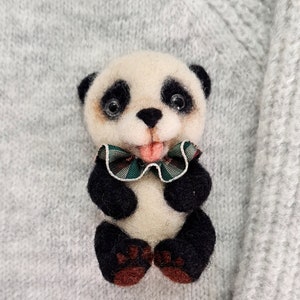 Brooch, Pins and Clips, Handmade 100% Wool Felt Panda Brooch, Bridesmaid, Christmas, Birthday Gift