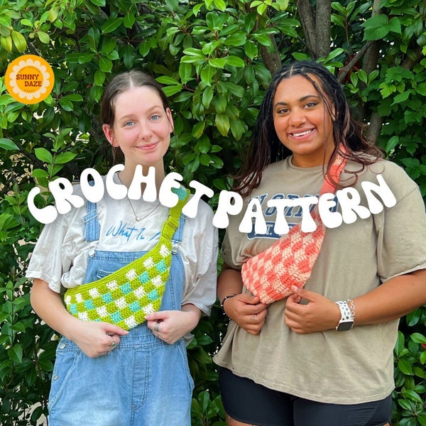 Check-Her Out Crossbody Crochet PATTERN PDF | Checkered Crossbody, Bum Bag, Fanny Pack