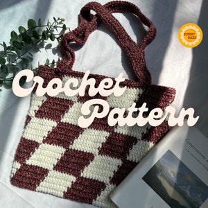 WZÓR NA TORBĘ Check-Her Out Tote Crochet PDF | Torba w kratkę diagonalną