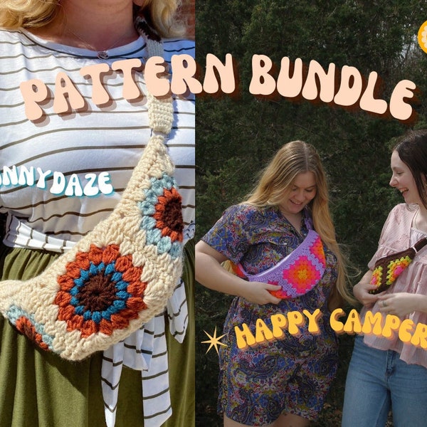 ENSEMBLE DE MOTIFS | Sunny Daze + Happy Camper Crossbody Crochet Patterns PDF