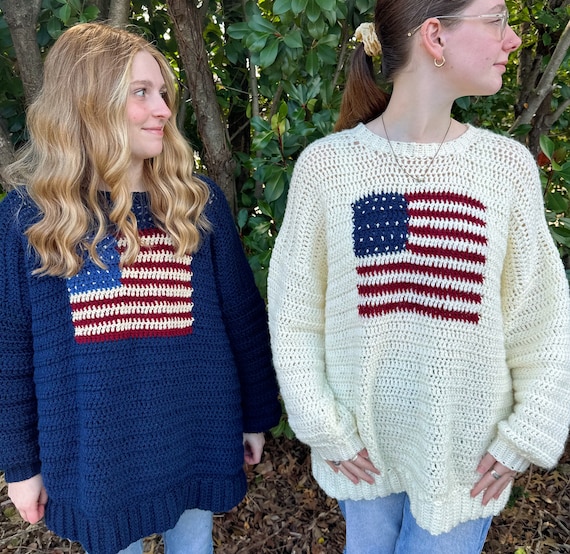 Party in the USA Sweater Crochet PATTERN PDF | American Flag