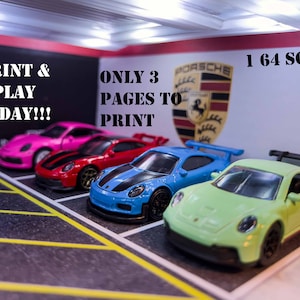 Print & Play - Porsche Diorama 1/64 Skala - 3 Seiten - DIY Projekt