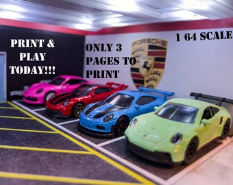 Print & Play - Porsche Diorama 1/64 Scale - 3 Pages - DIY Project