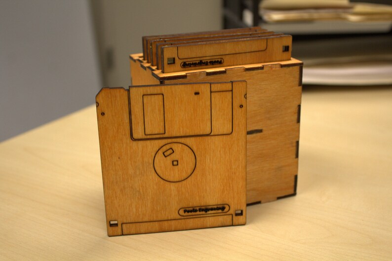 Floppy Disk Coaster With 6 Slot Holder Etsy