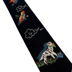 Men's Tie Vintage 1940s Neckties for Men 1930s Necktie 1920s Swing Ties 1950s Cravat Wide Rockabilly Regal BLUE Hand Painted 49X3"