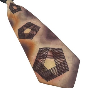 Men's Tie Vintage 1940s Neckties for Men 1930s Necktie 1920s Swing Ties 1950s Cravat Wide Rockabilly HAND PAINTED GEOMETRIC 52X4"