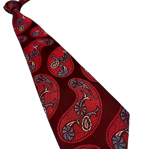 Vintage 1930s Tie Men's Neck Ties Swing Neckties 1940s RED Silk BROCADE 46X3.8"