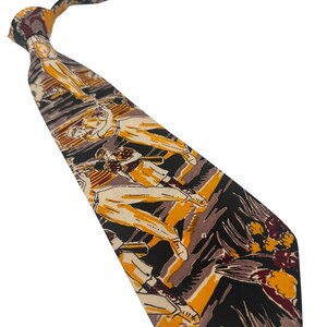 Vintage 1940s Tie Men's Neck Ties Swing Neckties 1930s ORANGE Wide Rayon 47X4.1"