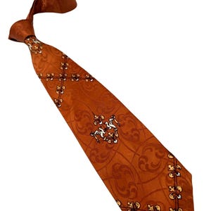 Vintage 1950s Tie Men's Neck Ties Swing Neckties 1940s ORANGE Wide Rayon 50X3.2"