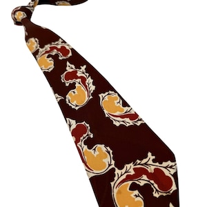 Vintage 1940s Tie Men's Neck Ties Swing Neckties 1930s BROWN Wide Rayon 50X3.5"