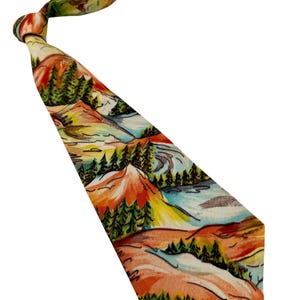 Vintage 1940s Tie Men's Neck Ties Swing Neckties 1930s ORANGE Wide Rayon 51X4.5"