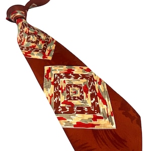 Vintage 1940s Tie Men's Neck Ties Swing Neckties 1930s BROWN Wide Rayon 54X3.8"