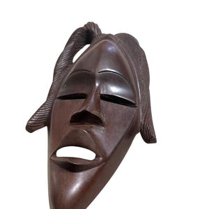 12X6 Hand Carved Vintage Wooden Masks Antique Wall Decor Hanging Wood Tribal Art