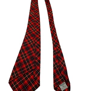 Vintage 1940s Tie Men's Neck Ties Swing Neckties 1930s Striped Red Wool 44X3.8"
