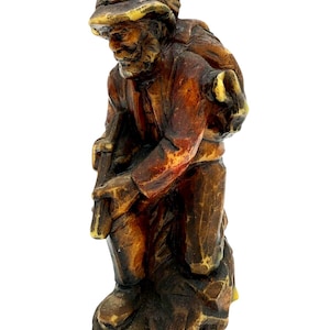 8&quot; Vintage Hand Carved WAX Figure Figurine Sculpture Art Statue Home Decor