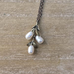 Michael MICHAUD Desigh Boxwood Pendant- Signed - Freshwater Pearls