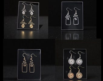 Handmade Wire Spiral Earrings, Boho Funky Jewelry