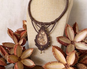Psilomelane Dendrite Crystal necklace, bohemian tribal wear, handmade necklace