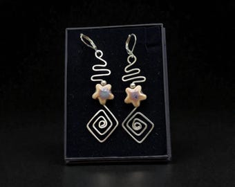 Spiral 925 Silver Wire Earrings, Handmade Boho Jewelry