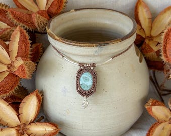 Larimar Crystal necklace, bohemian tribal wear, handmade necklace, talisman