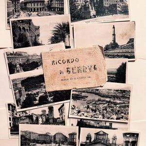 Album de cartes postales Genova vintage 1933 - Lot de 12 vues de la ville italienne - Éditions Peloso