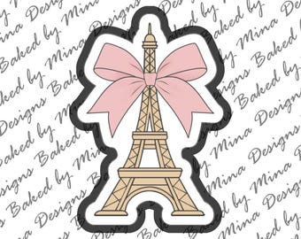 Eiffel Tower with Bow Cookie Cutter STL File | digital download | digital file