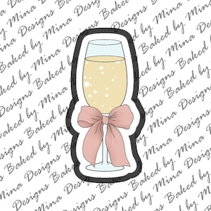 Champagne Glass with Bow Cookie Cutter STL File | digital download | digital file |