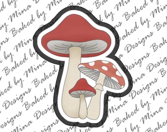 Three mushrooms Cookie Cutter STL File | digital download | digital file