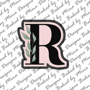 Letter R with Greenery Cookie Cutter STL File | digital download | digital file | alphabet