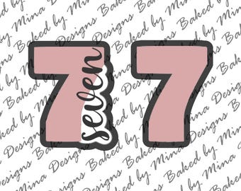 Number 7 Cookie Cutter STL File | digital download | digital file | 2 files | number with word