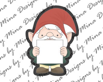 Gnome with Sign Cookie Cutter STL File | digital download | digital file