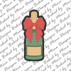 Champagne Bottle with Bow Cookie Cutter STL File | digital download | digital file