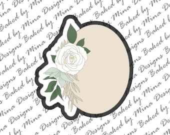 Oval with Florals Cookie Cutter STL File | digital download | digital file | plaque