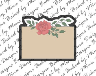 Plaque with Florals Cookie Cutter STL File | digital download | digital file