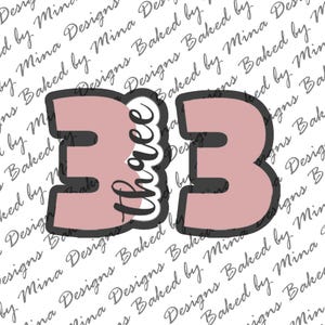 Number 3 Cookie Cutter STL File | digital download | digital file | 2 files | number with word