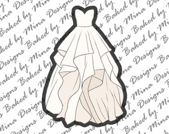 Sleeveless Wedding Dress Cookie Cutter STL File | digital download | digital file | bridal shower | princess