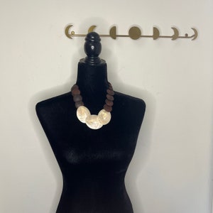 Vintage wood and shell sphere necklace