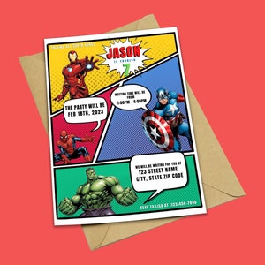 Editable Superheroes Birthday Invitation| Superhero Evite| Editable in Canva Invite birthday supplies | Instant Download Editable Template