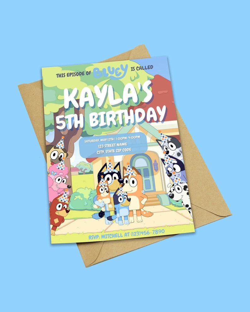 Bluey Birthday Invitation Bluey Party Invitation Bluey Etsy