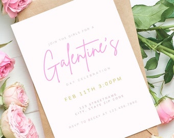 Galentine's Day Party uitnodiging, vrienden Valentijnsdag feest, Galentine's Day minimale uitnodigen, Galentine's Day Party uitnodigen, Instant Download