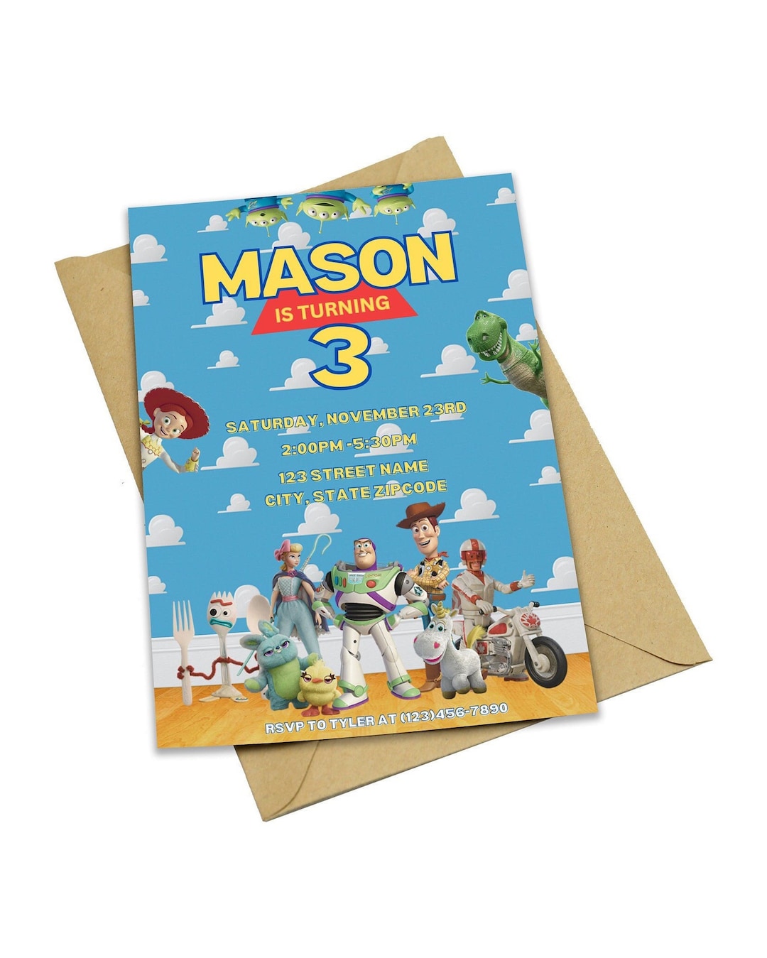Toy Story Birthday Invitation, Toy Story Invitation, Toystory
