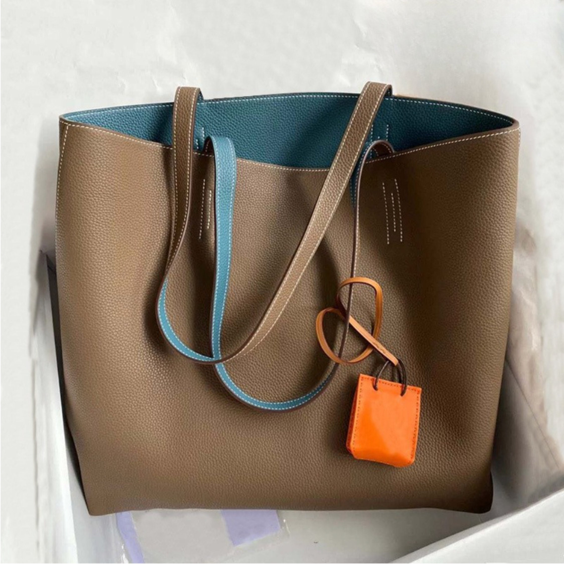 Hermes Sac A Depeches Messenger Size 21 Etoupe Togo Leather